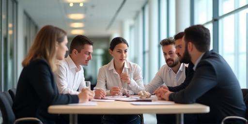 Grupo de profissionais colaborando em uma reunião de negócios