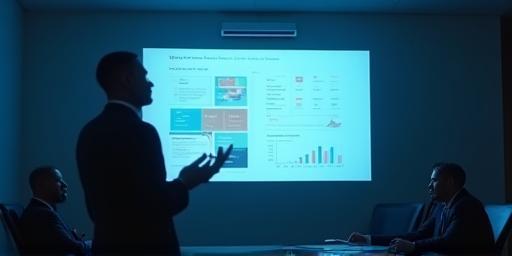 Pessoa fazendo uma apresentação usando um projetor